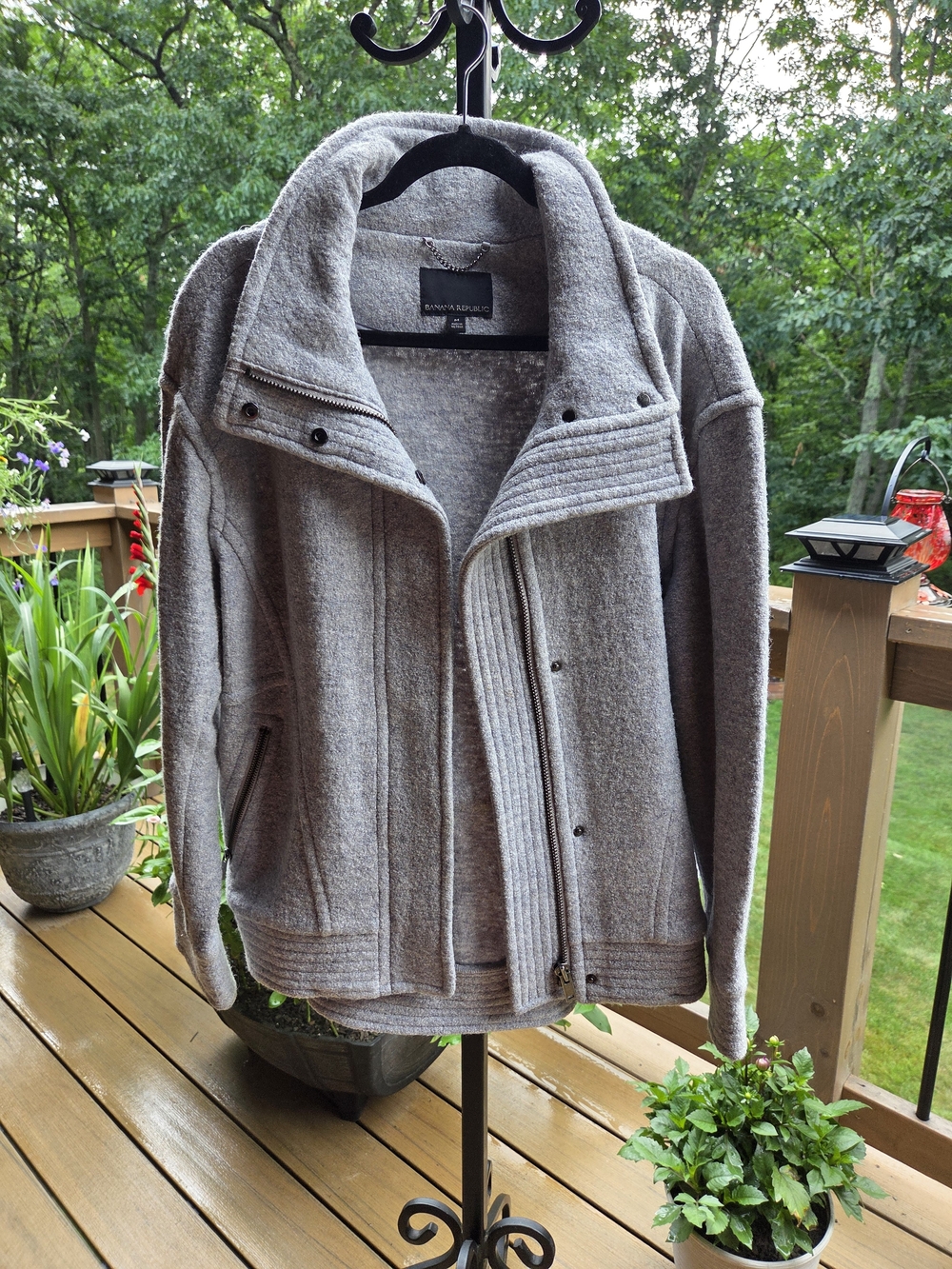 Banana Republic Women's Gray Wool-Blend Zip Jacket